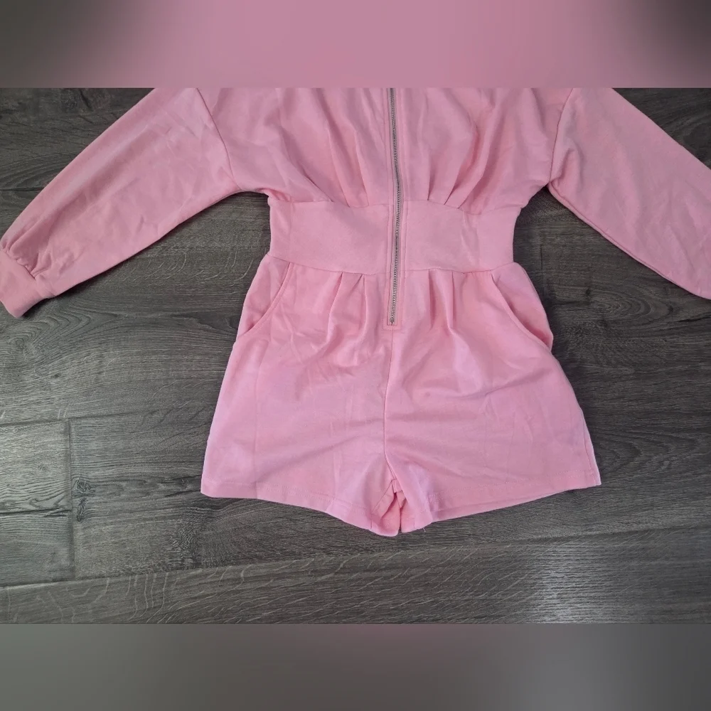 Girls Pink Zip-Up Romper Size 10 NWOT